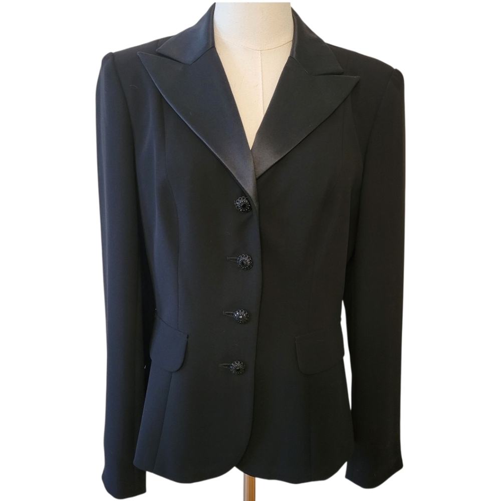 Talbots Black‎ Satin Collar Blazer Jacket Size 8